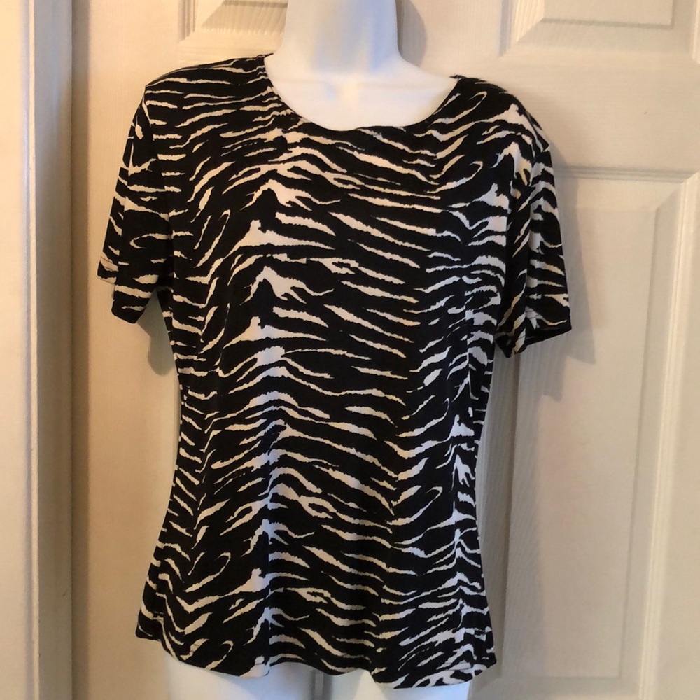 Zebra print top short sleeves size medium made in the USA